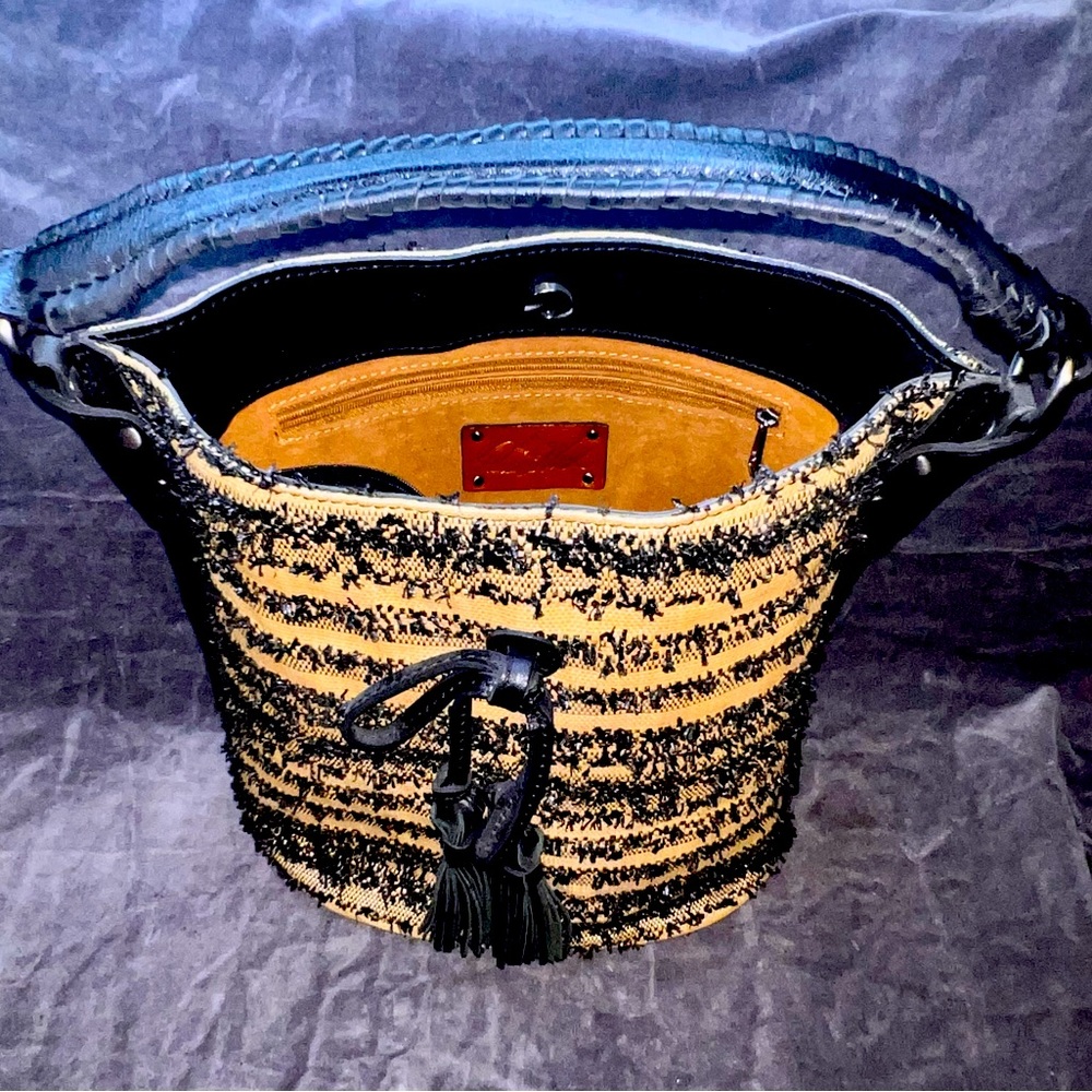 Patricia Nash Straw & Leather Bucket Bag *New*